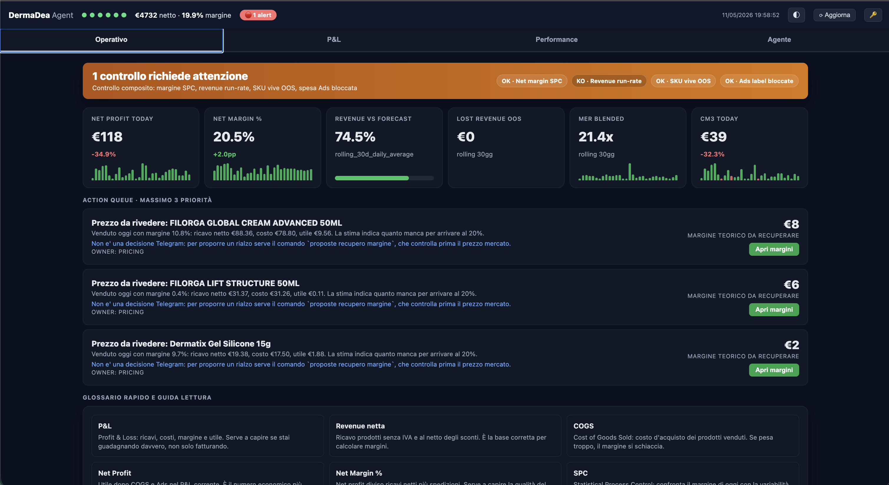 Elise P&L dashboard screenshot